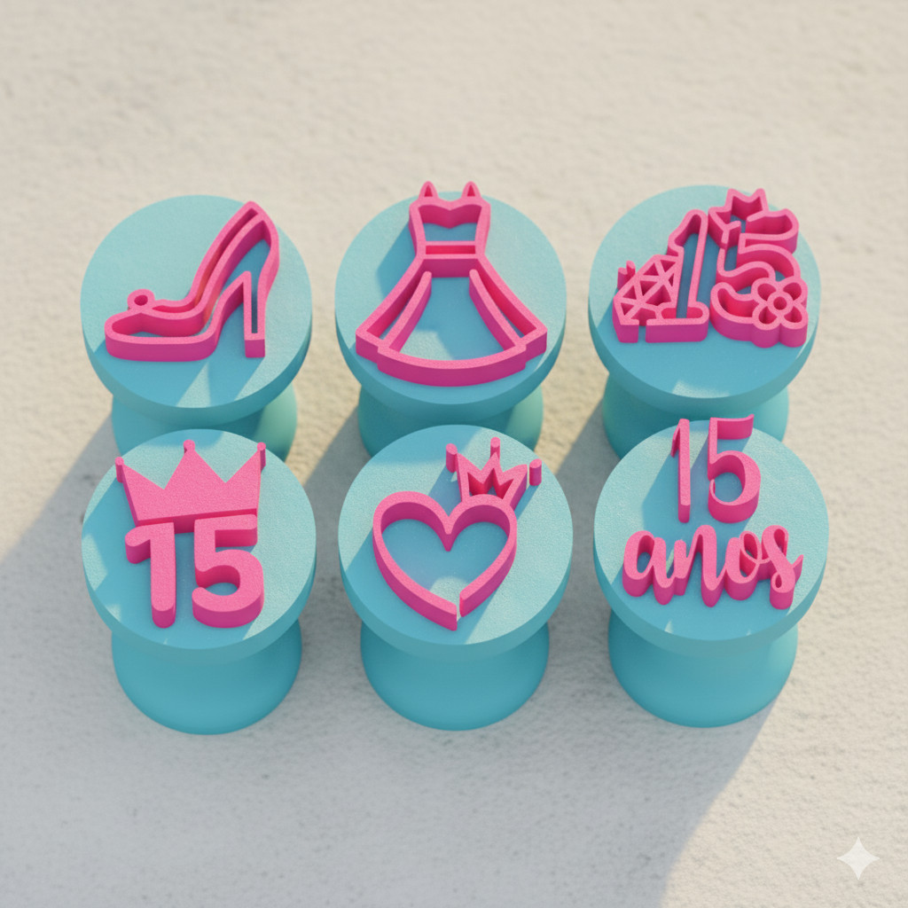 Kit 6 Carimbos Marcador Brigadeiro/Doces 15 Anos Modelo 2 em Oferta na Shopee