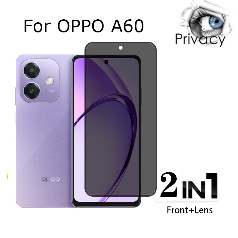 2 Em 1 Película Privacidade Para OPPO A60 Anti-Espionagem Temperado Espião 9D A40 A80 A5 A5X A3 A3X Pro 5G Lente Câmer