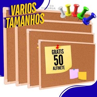 Quadro de Cortiça120x90cm Aviso Lembrete Anotação Estudo 50 Alfinetes em Oferta na Shopee