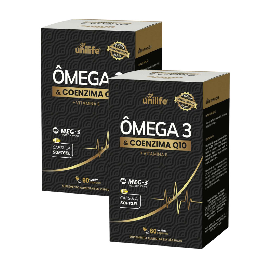 Kit 2 Un - Ômega 3 Coenzima Q10 + Vitamina E 60 Cápsulas Unilife