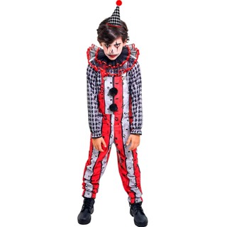 Fantasia Halloween Infantil pra Menino Palhaço Assassino de Luxo com Chapeu Pierrot Palhacinho Circo de Terror em Oferta na Shopee