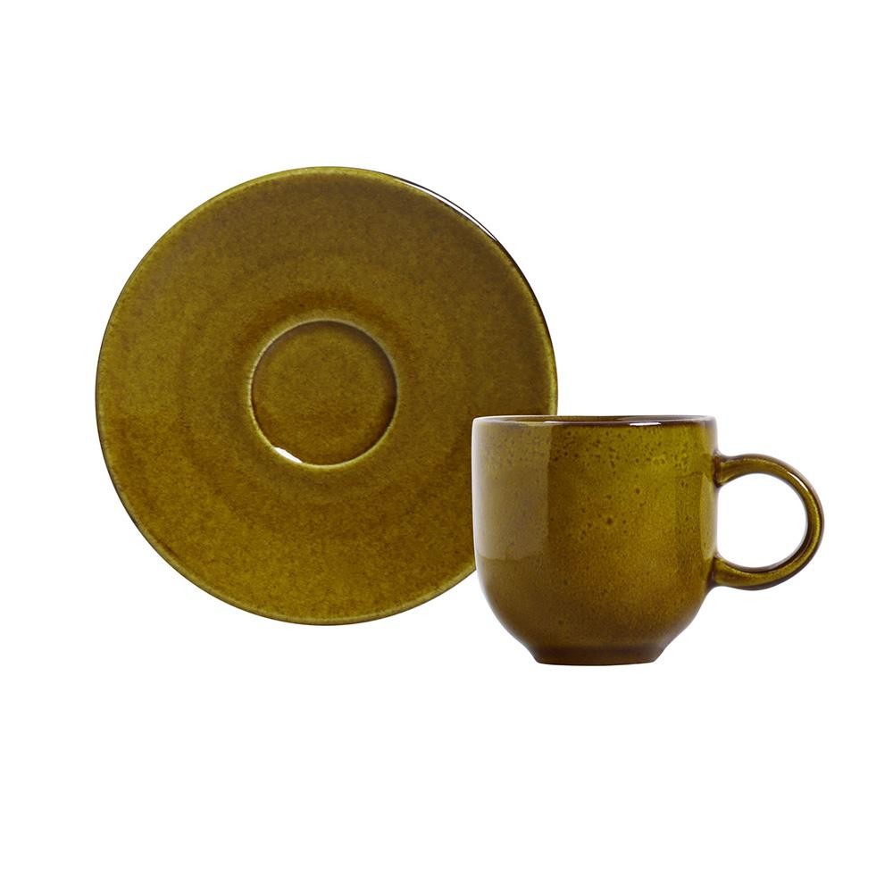 Conjunto Com 6 Xícaras De Café Com Pires Coup Stoneware Âmbar 97Ml