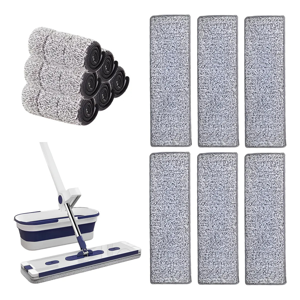 Kit 6 Refil Para Flat Mop Esfregão Lava E Seca