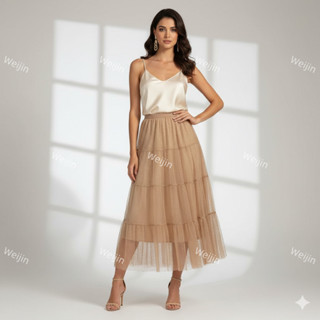 Moda 2025 Saia Tule Feminina Midi Elegante com Strass Glitter para Festa Wk-003 em Oferta na Shopee