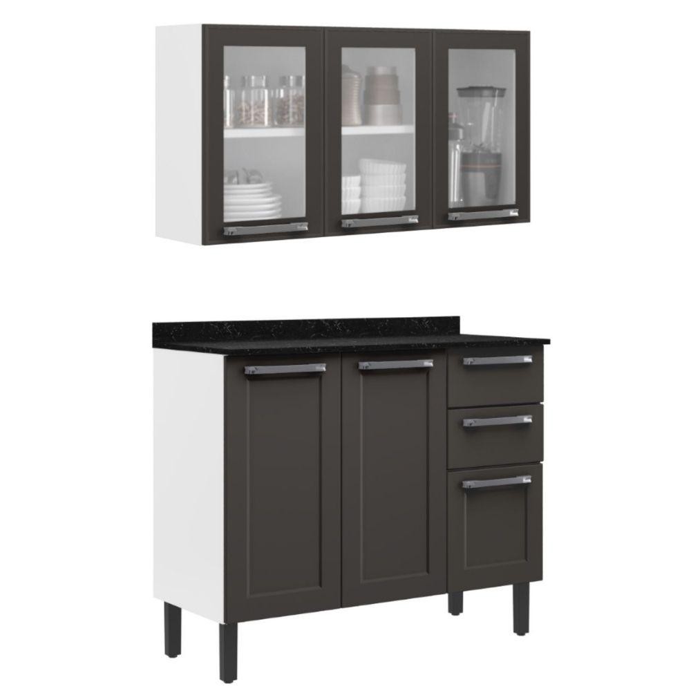 Kit Conjunto Cozinha Itatiaia Florença Grafite com Vidro 2 Peças em Aço em Oferta na Shopee