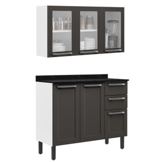 Kit Conjunto Cozinha Itatiaia Florença Grafite com Vidro 2 Peças em Aço em Oferta na Shopee