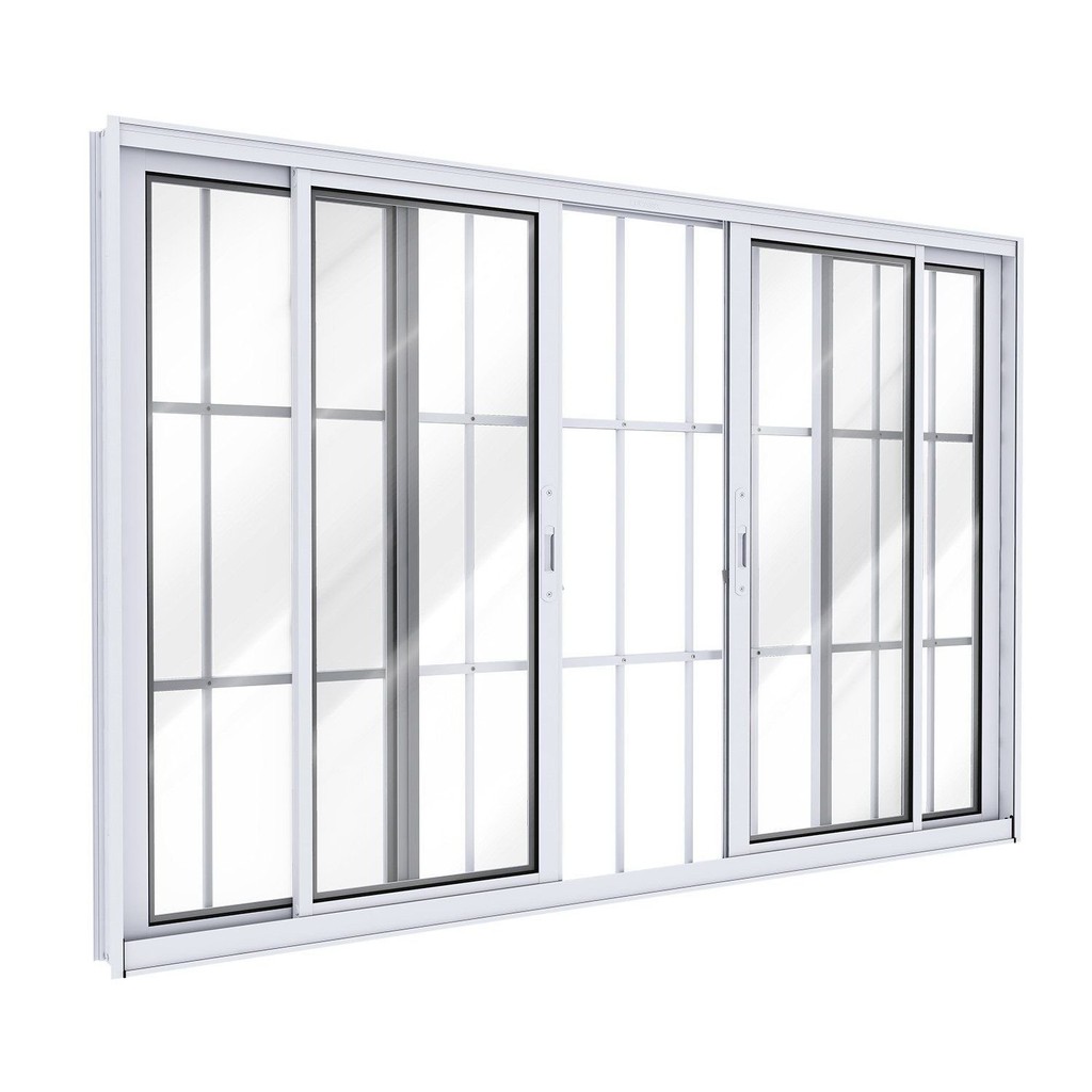 Janela de Alumínio de Correr 2 Folhas Móveis e 2 Folhas Fixas com Grade 120x150cm Lucasa Ideale