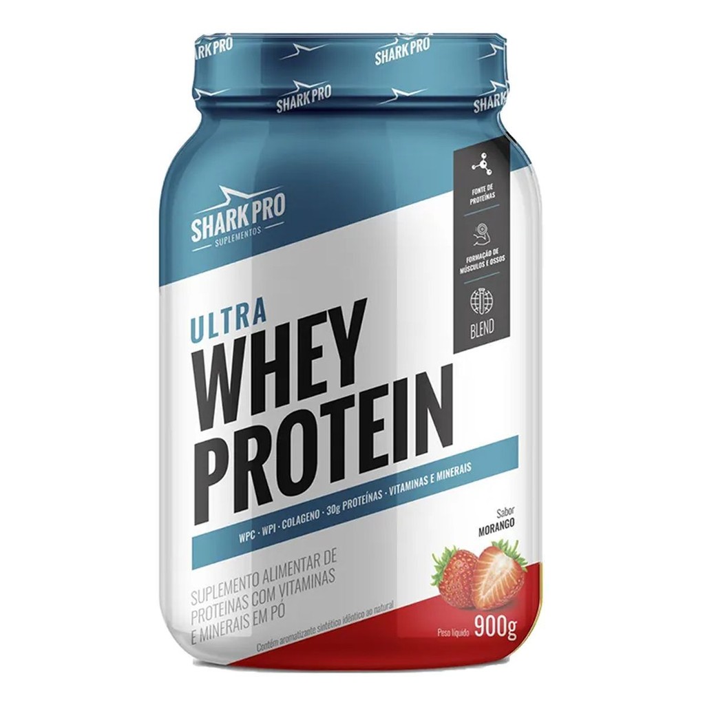 Ultra Whey Protein - 907g Morango - Shark Pro em Oferta na Shopee