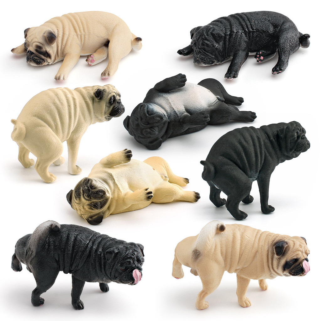 Modelo de Cão Simulado para Cognição Infantil - Pug, Pomeranian, Brinquedo Decorativo de Cão de Estimação