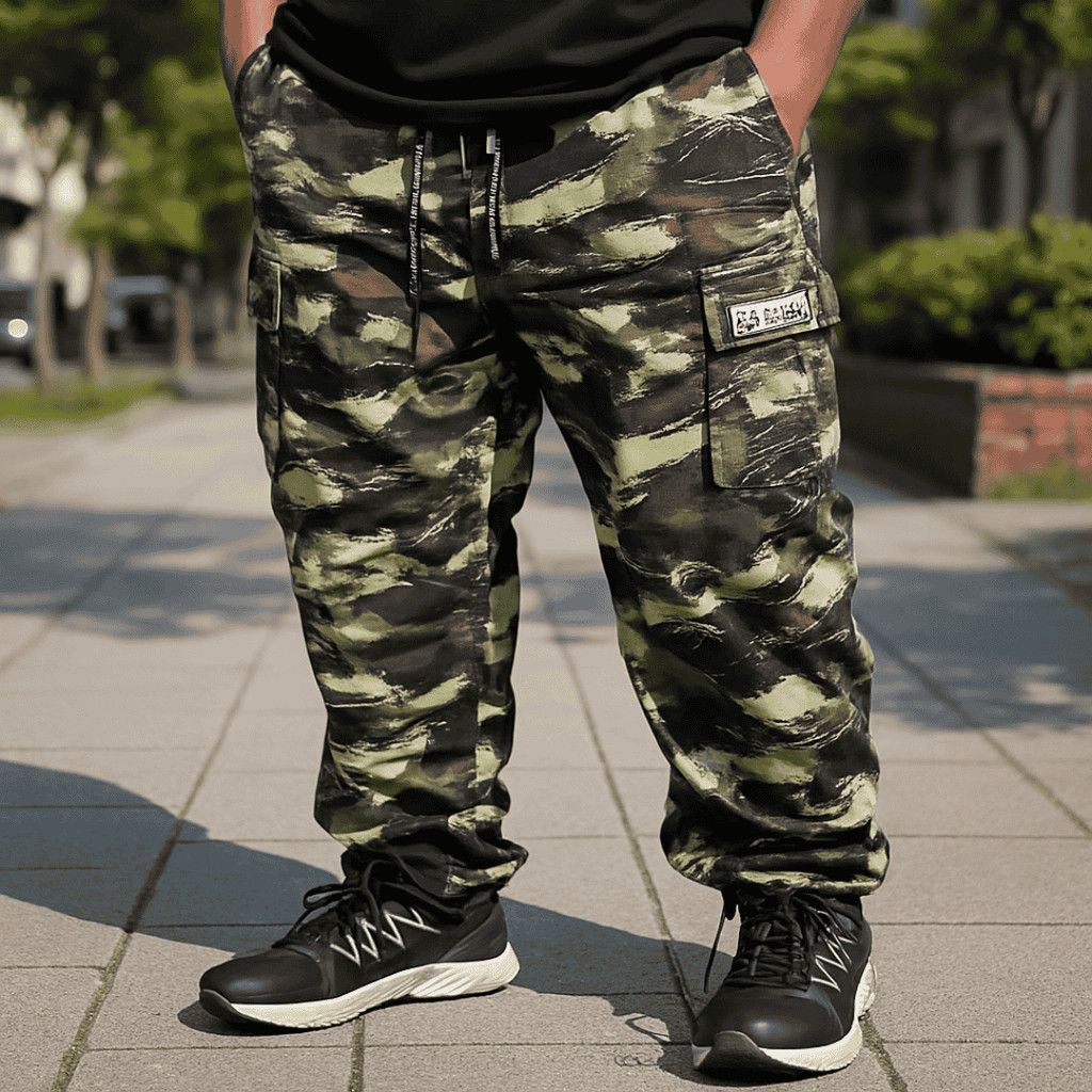 Calça Camuflada Cargo Masculina Plus Size Extra Grande Tactel Micro-Fibra Cós Elástico Confortável