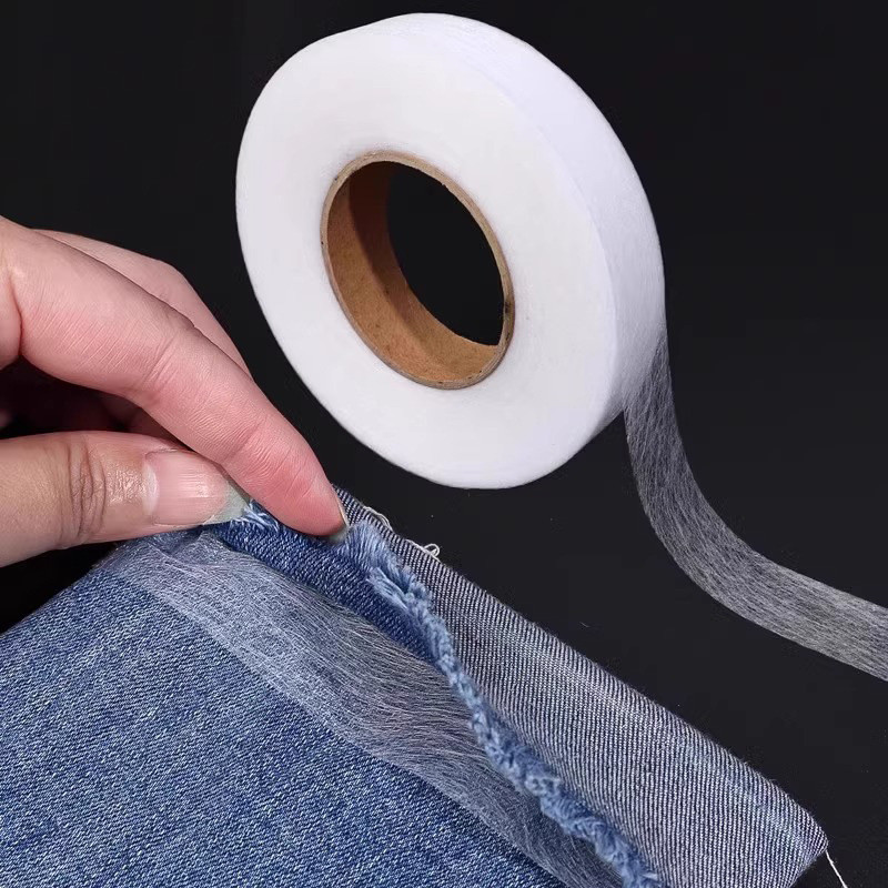 Fita adesiva para passar e bainhar roupas DIY, entretela adesiva dupla face, filme de malha adesiva termofusível, fita p
