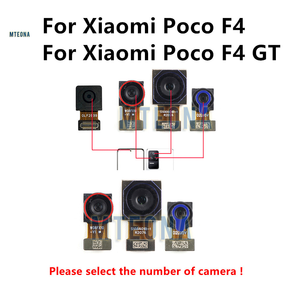 Câmera Traseira Dianteira Para Xiaomi Poco F4/F4 GT Selfie Frontal Grande Parte Principal Voltada Trás Angular Macro Cab