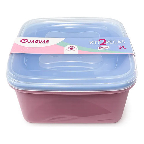 Kit 2 Potes Para Alimentos Jaguar Utilidades 3l Resistente Azul E Rosa