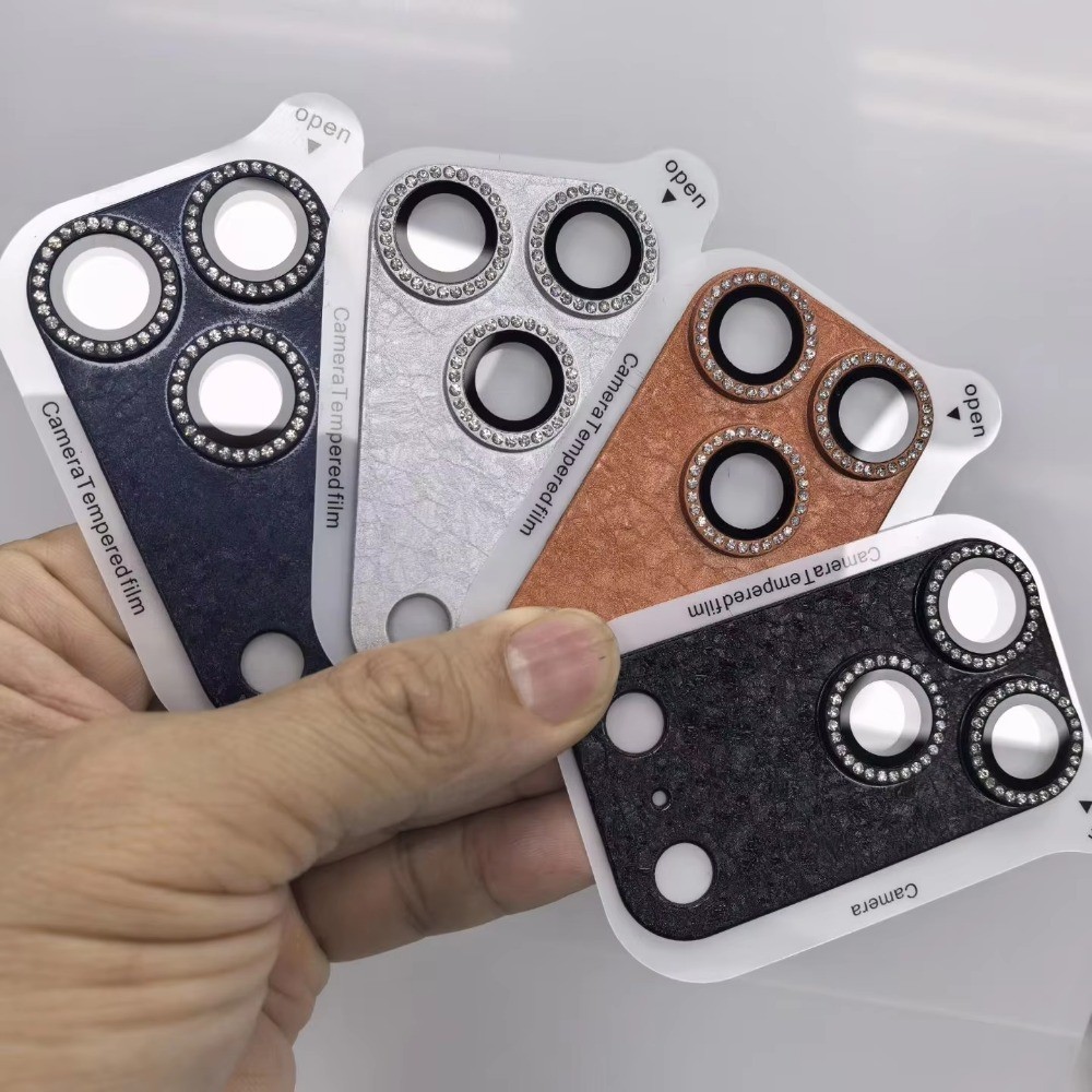 Protetor De Câmera Com Textura De Diamante Para iPhone 17 Pro Max 17Pro Glitter 9H Vidro Temperado Lente Completa Anti-R