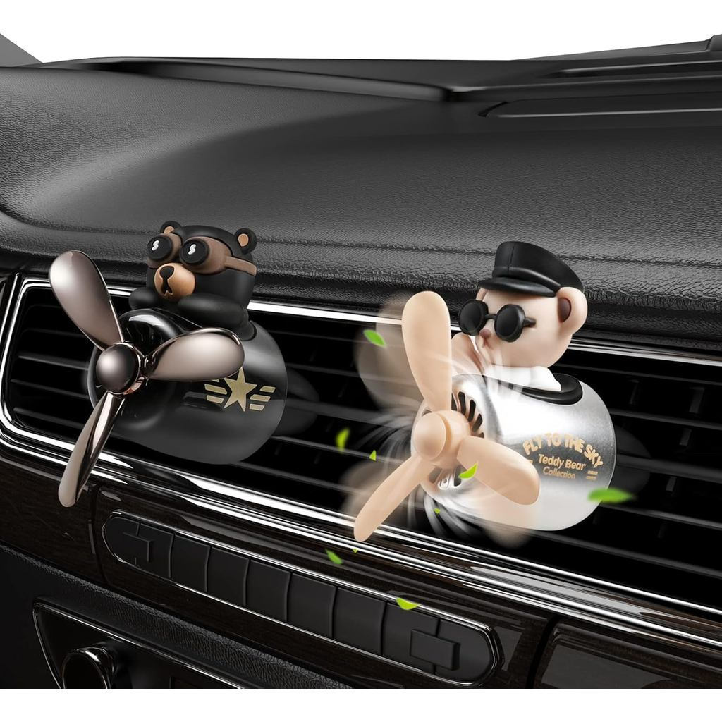 Desodorizador de Ar para Carro em Forma de Urso Piloto, com Clipe de Ventilação, Urso de Pelúcia Fofo, Aroma de Carro No