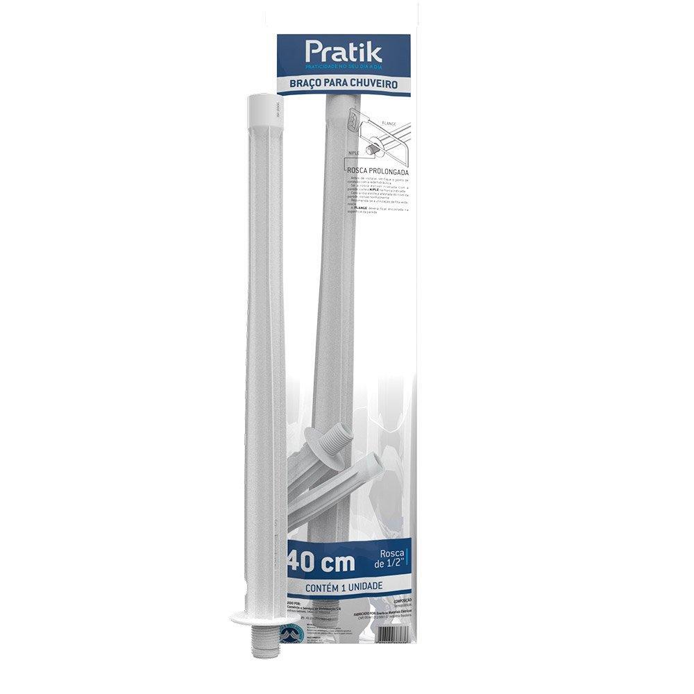 Braço para Chuveiro Pratik 40cm Branco 3008-E40PK