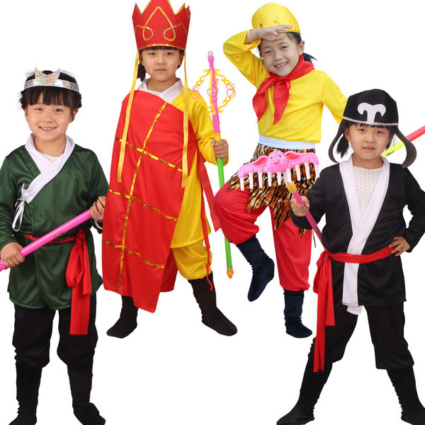 Adulto crianças desempenho trajes viagem para o oeste roupas Tang monge Son Goku porco Bajie areia monge trajes de palco