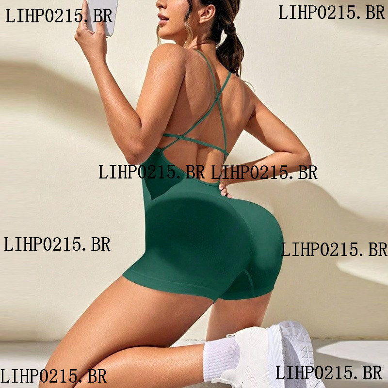 (Roupa de Yoga Sexy) Macacão de Yoga Sem Mangas de Secagem Rápida para Mulheres Treinando Dança Fitness Macacão de Yoga
