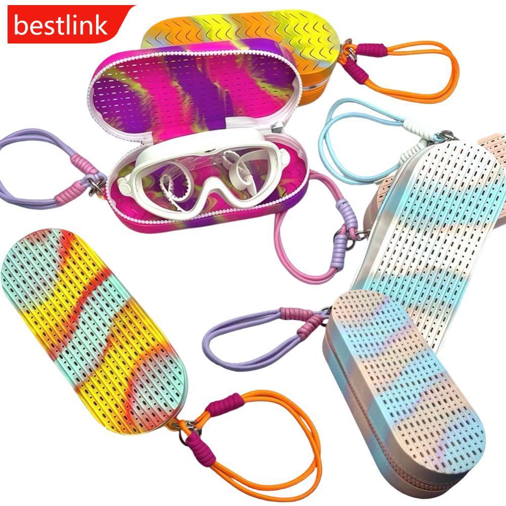 BESTLINK Estojo De Armazenamento De Óculos De Natação De Silicone Oco Dupla Face Respirável Caixa De Grande Capacidade C