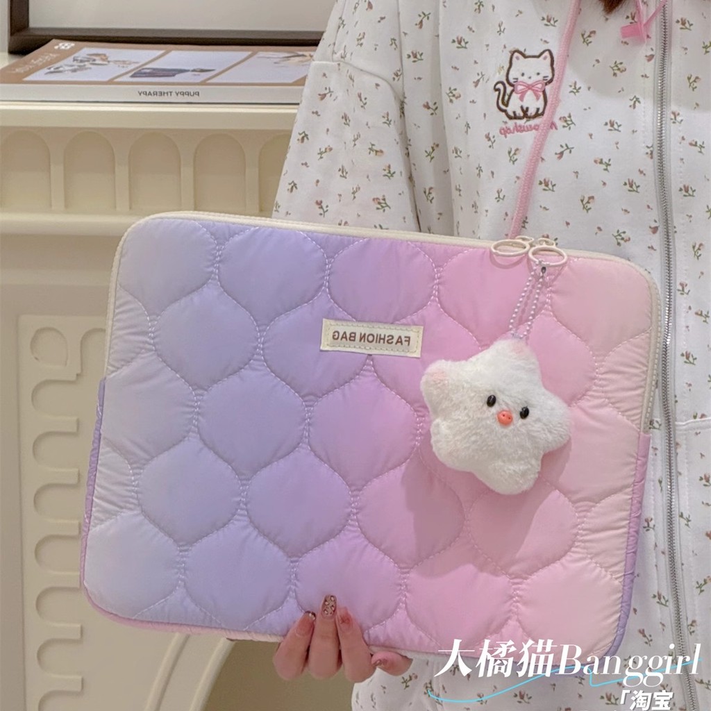 Menina Coração Gradiente Cor 37cm iPAD Tablet Protetor Caso macbook Liner Bolsa 47cm Laptop Bolsa