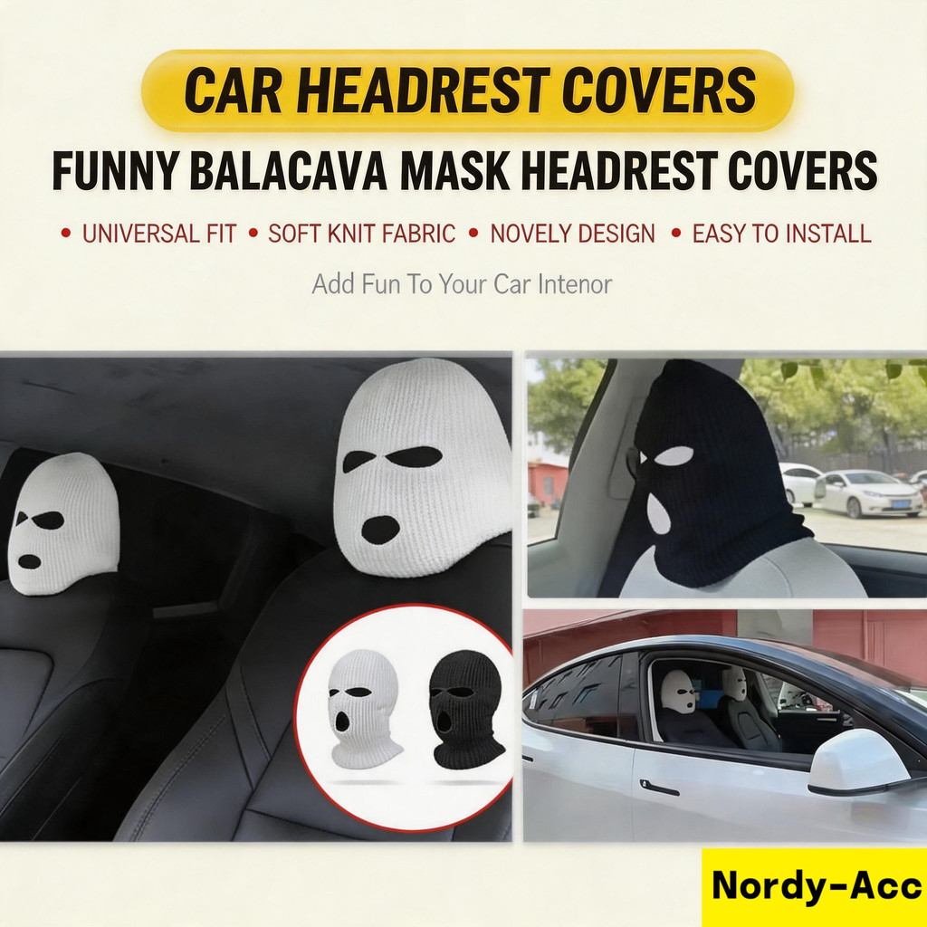 Engraçado 3D Full Face Ski Máscara Assento De Carro Capa De Encosto De Cabeça Protetor Antipoeira Decoração Interior Uni