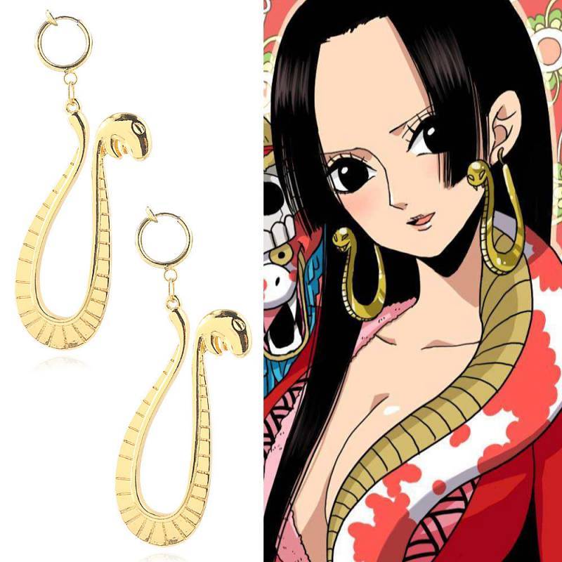 One Piece Boa Hancock Hankokku Cosplay Earrings Props Non-Piercing Ear Clip HgBu