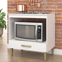 Balcão para Forno 1 Gaveta com Recorte para Cooktop 5 Bocas Branco