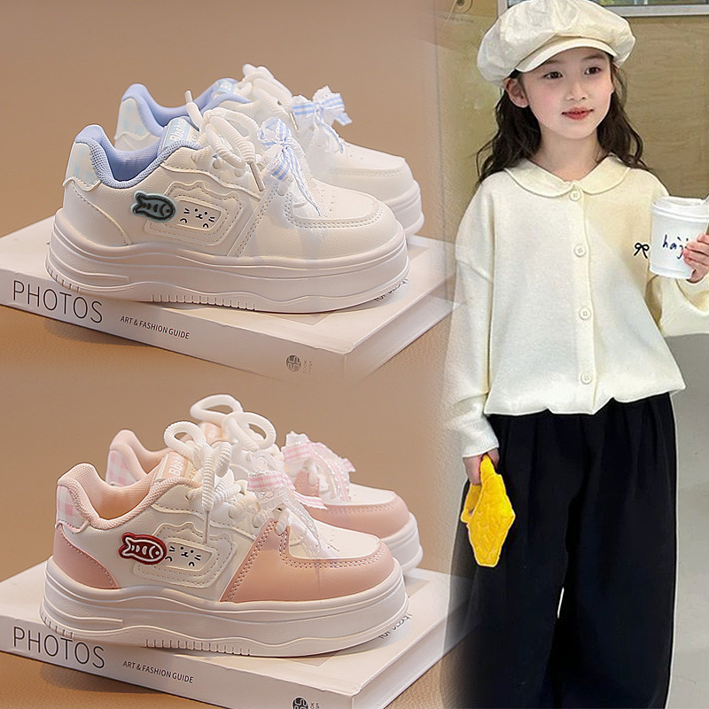 Meninas sapatos 2026 primavera novo estilo médio grande crianças meninas casuais tênis de cano baixo estudantes All-Matc