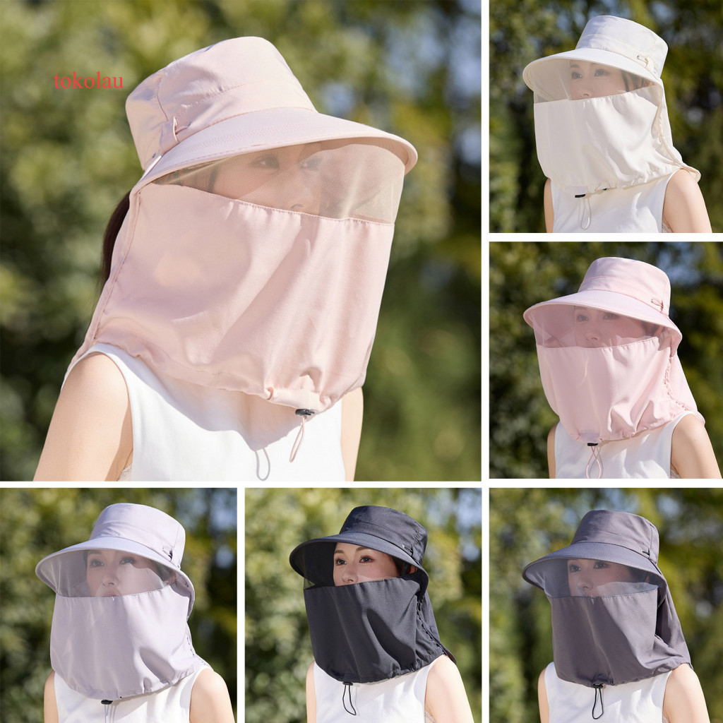 Breathable Mesh Face Guard Hat Fisherman with Brim Uv Protection Full Neck Sun Shield Adjustable for Men