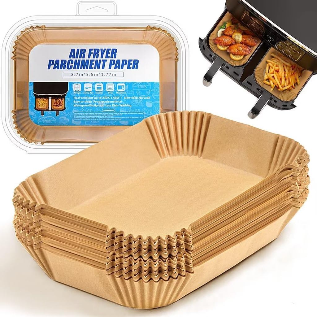 Forros Descartáveis para Air Fryer Ninja: 125 unidades de papel pergaminho retangular de 8,7x5,5" para Air Fryer de cest