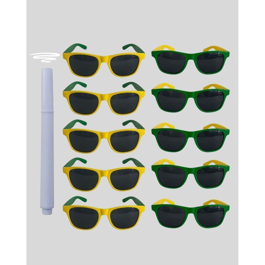 Kit 100 Oculos Brasil Copa Do Mundo Torcida Verde E Amarelo Verde E Amarelo + Caneta Giz