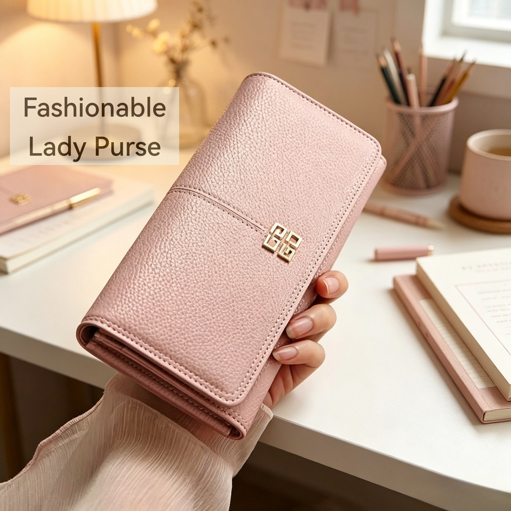 Carteira Feminina Elegante de Grande Capacidade com Fecho Envelope, Bolsa de Mão, Clutch e Porta-Cartões