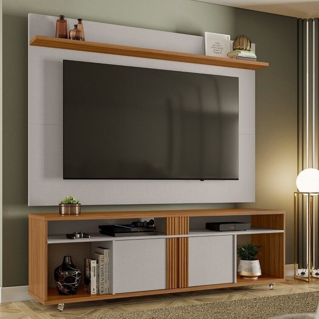 Rack com Painel Ripado para TV até 70 Polegadas 180CMX187CM com Marrom