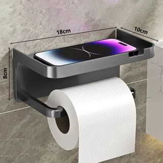 Suporte Porta Papel Higienico  e Suporte para Celular Com Adesivo Fixo na Parede Sem Furos