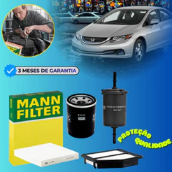Kit Filtro Honda Civic 1.8 2.0 2012 A 2016 Mann Sp 1 1074-4