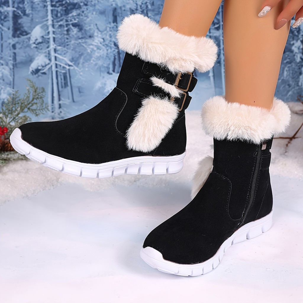 Botas de neve de inverno para mulher, novas botas de inverno em cor nude para mulher, botas de cano curto, botas de sola