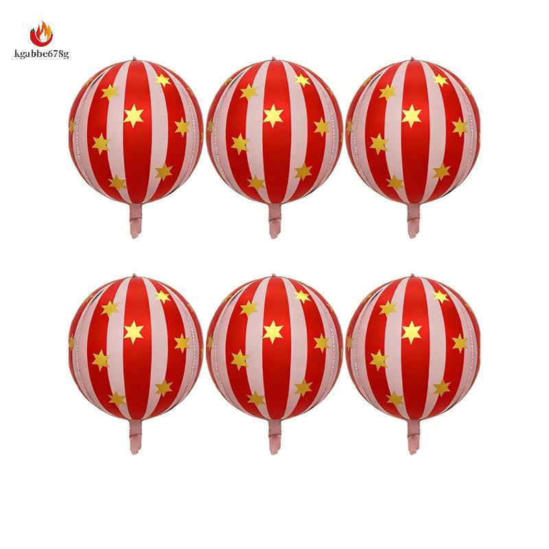 Decoração De Festa De Aniversário Infantil Jumbo 22 Polegadas 4D Stripe Foil Balões 6 Pacotes Estrela Balão Vermelho kga