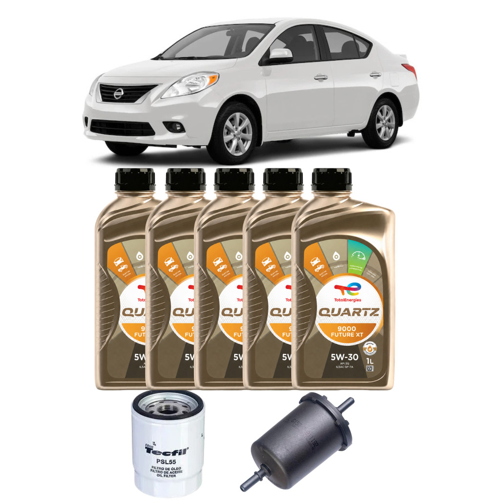 Kit Troca de Óleo Nissan Versa 1.6 16V TOTAL Quartz 9000 Future XT 5W30 Sintético
