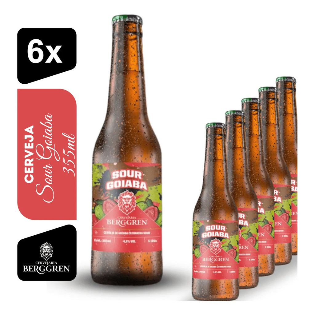 Cerveja Berggren Sour Goiaba 355ml Kit 6 Unidades