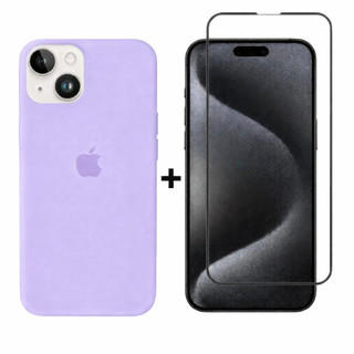 Kit 2em1 Case Silicone Colorida Para iPhone XR 11 12 13 14 15 16 + Película Vidro 3D Temperado - Kit Premium
