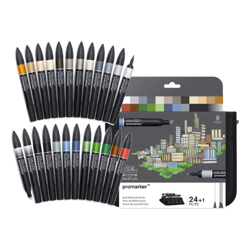 Marcador Winsor Newton & Promarker 24 Tons Arquitetura Ponta Dupla