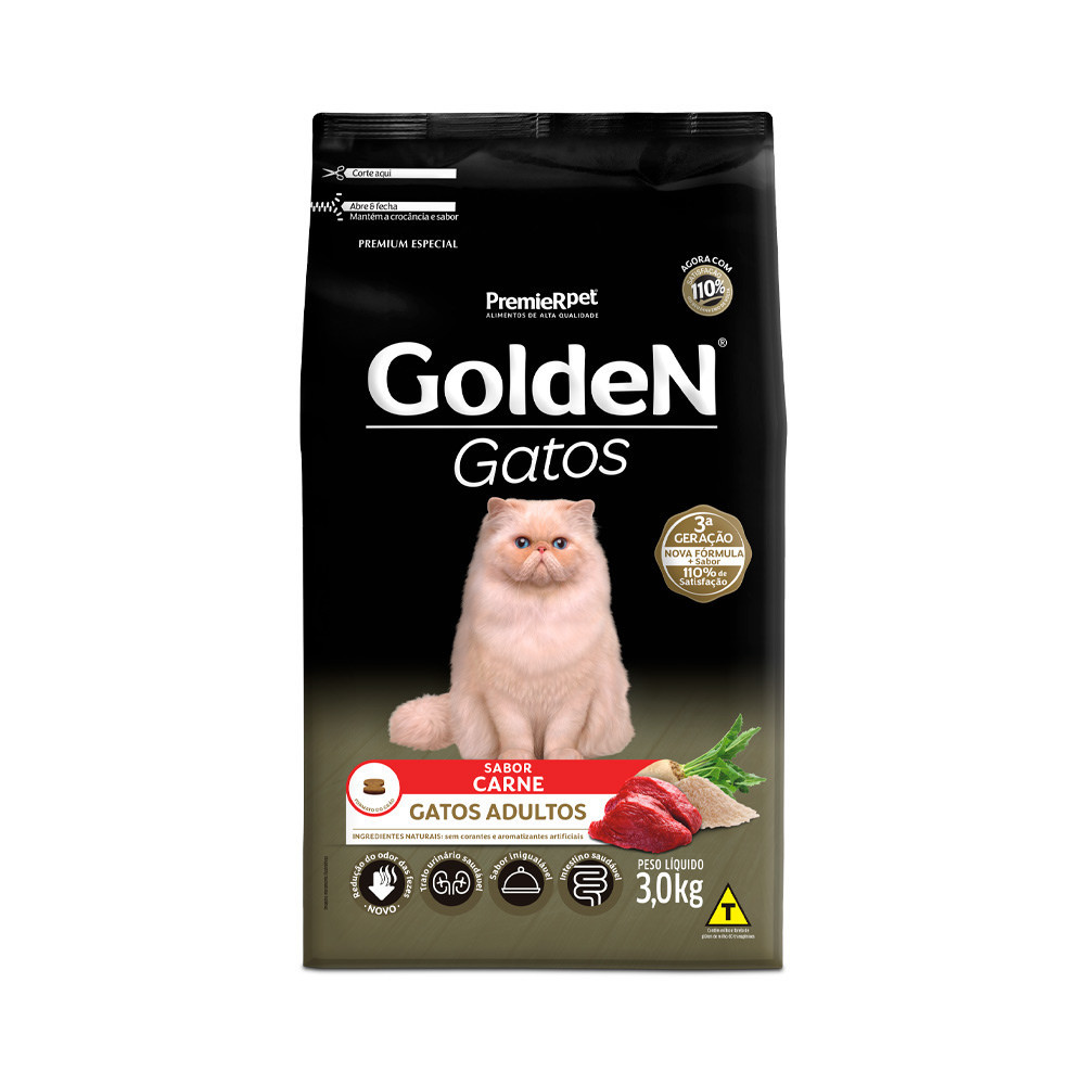Ração 3kg Golden para Gatos Adultos Carne