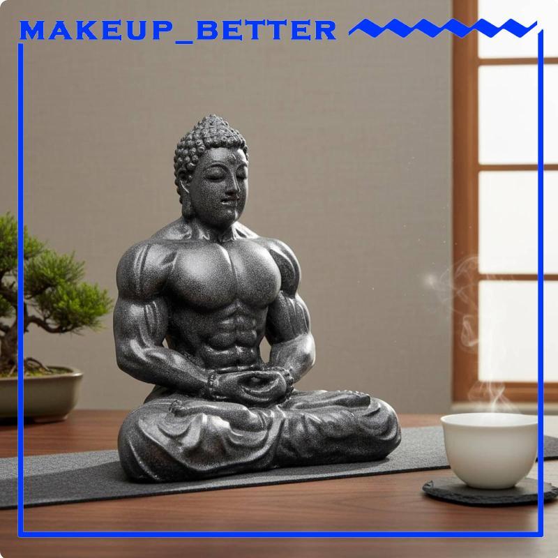 [Makeup_better] Estátua Zen Homem Muscular Buda Decoração De Casa Resina Ferro Pó Escultura Decorativa Para Sala De Esta