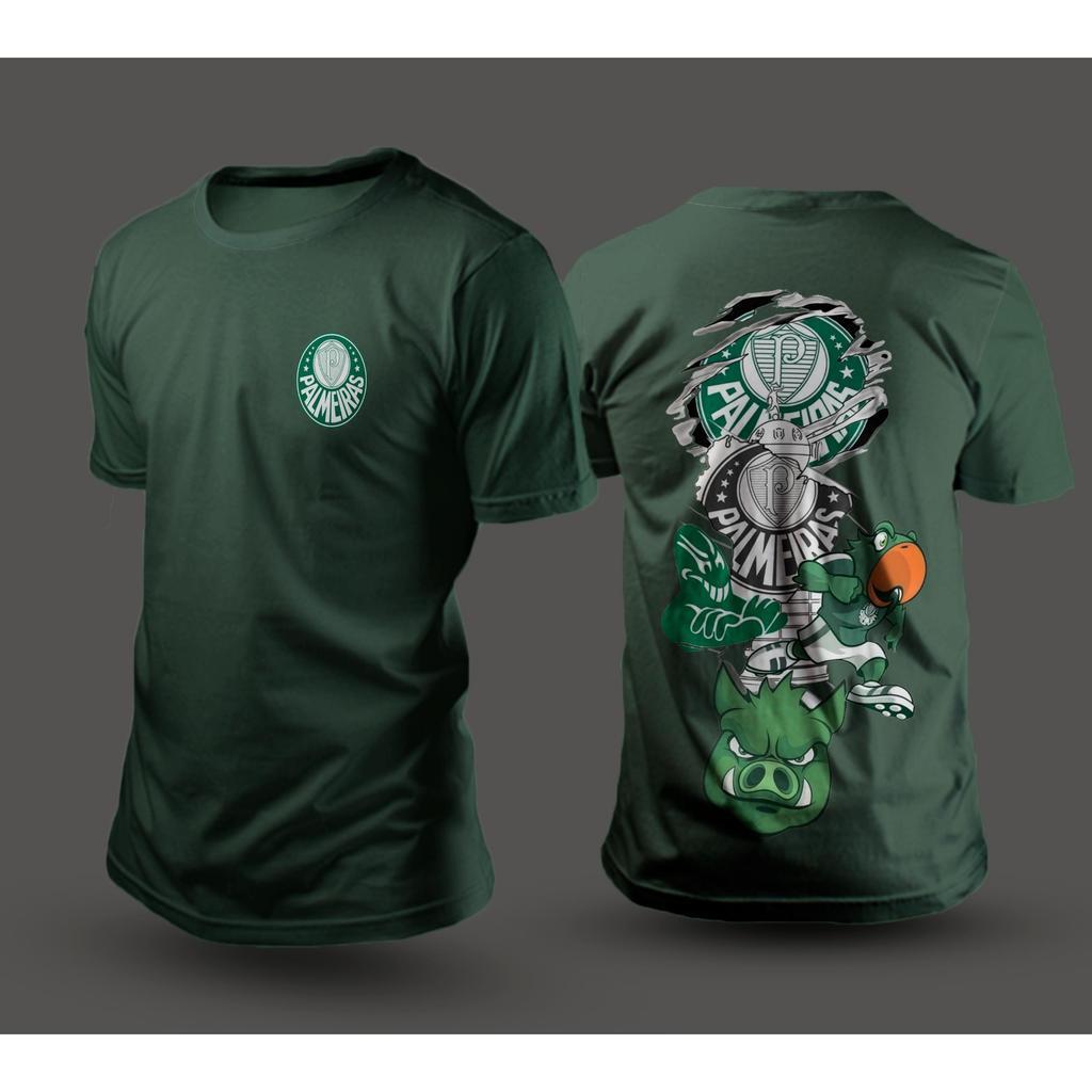 Camiseta Verde Escudo Palmeiras Futebol Porco nas Costas 100% Algodão Envio Rápido/Imediato Polar.clothing.store