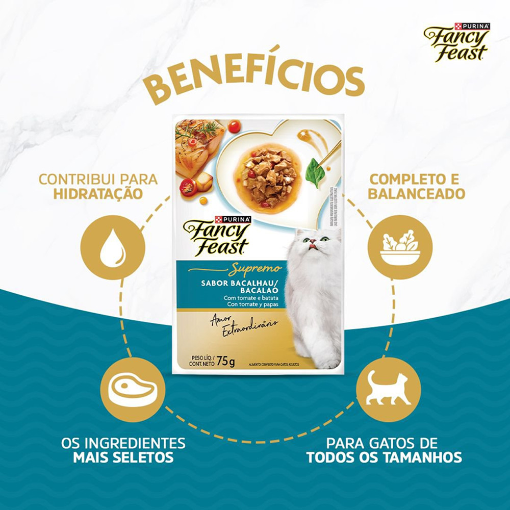 Ração Úmida Fancy Feast Supremo Bacalhau Gatos 15x75g — imagem 2 de 2