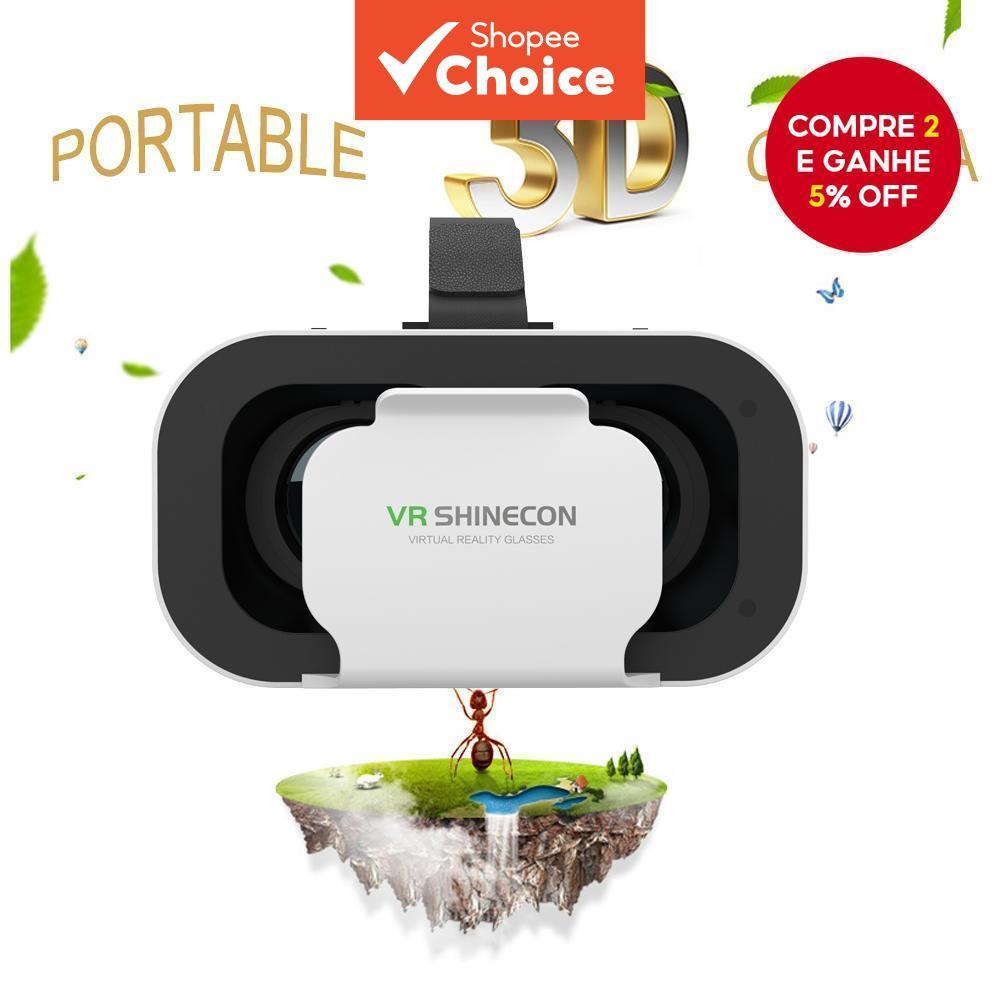  Óculos de Realidade Virtual para Smartphone, 3D, Compatível com Apple/Android (4,7-6,5 pol.), Ideal para Filmes e