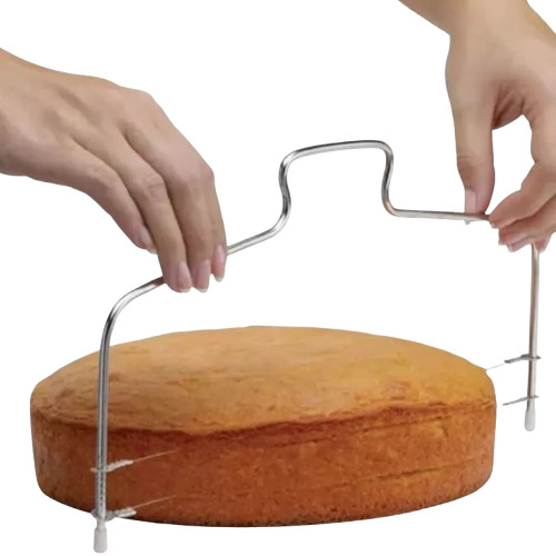 Cortador Bolo Nivelador Fatiador Alinhador Bolos Aço Inox Prateado - Prateado