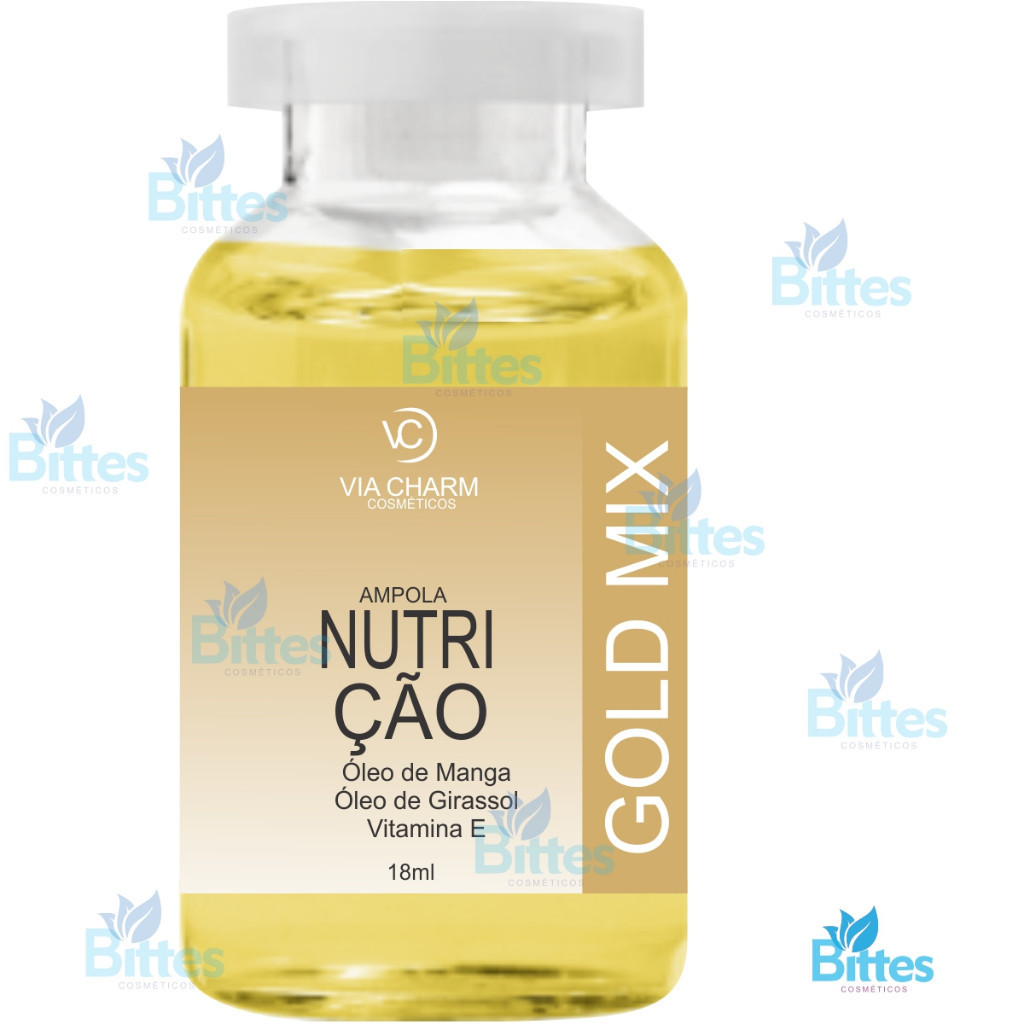 AMPOLA DE NUTRIÇÃO GOLD MIX VC COSMÉTICOS FIOS POROSOS E SEM VIDA CAPILAR FIOS CABELOS
