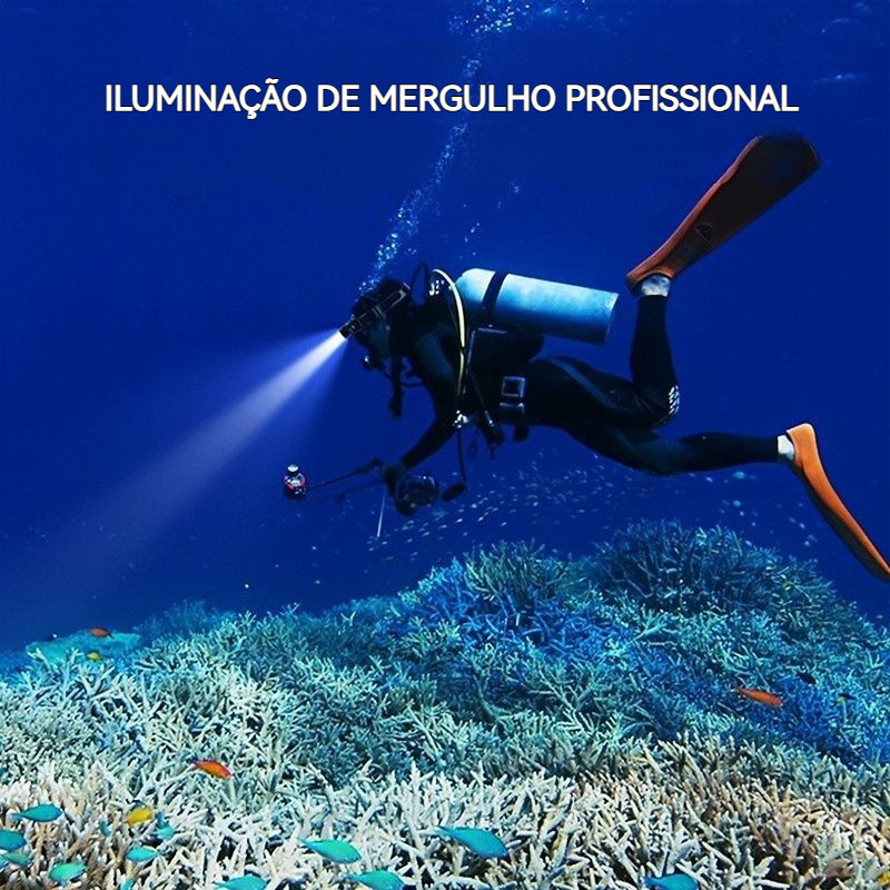 Lanterna Subaquática Potente Mergulho Super Brilho À Prova D'água Pesca Emergências LED Recarregável
