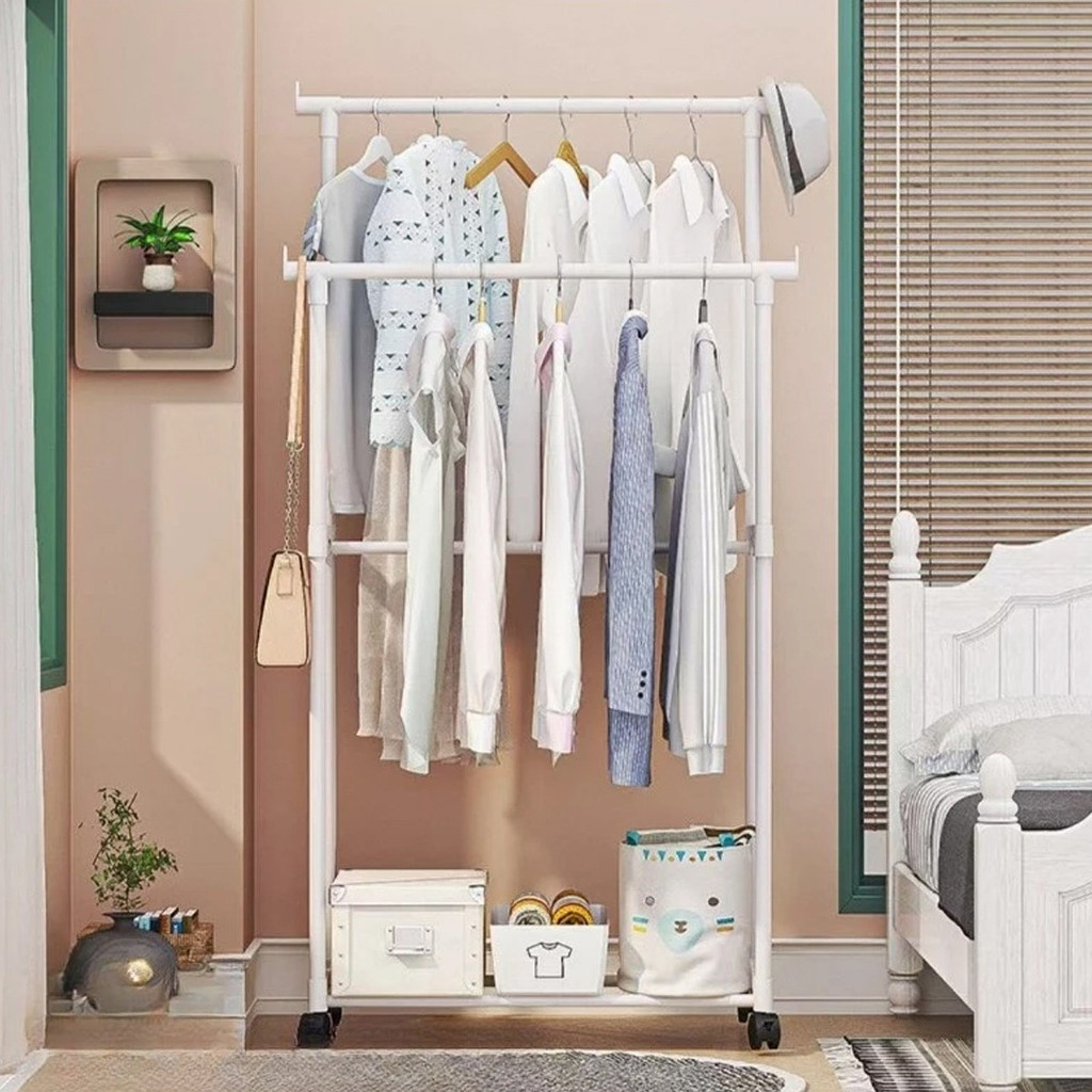 Arara Dupla Movel Grande E Resistente Com Pendurador Roupas Preto em Oferta na Shopee